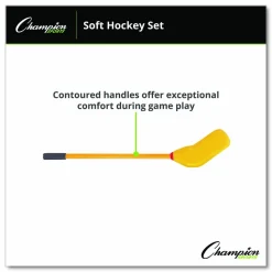 Champion Sports Rhino Soft Hockey Set, 30" Long, (10) Sticks/7" Ball/4" Puck