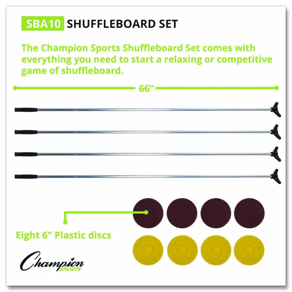 Champion Sports Shuffleboard Set, 4 Cues, 8 Pucks