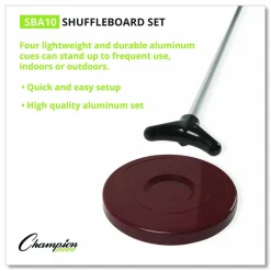 Champion Sports Shuffleboard Set, 4 Cues, 8 Pucks