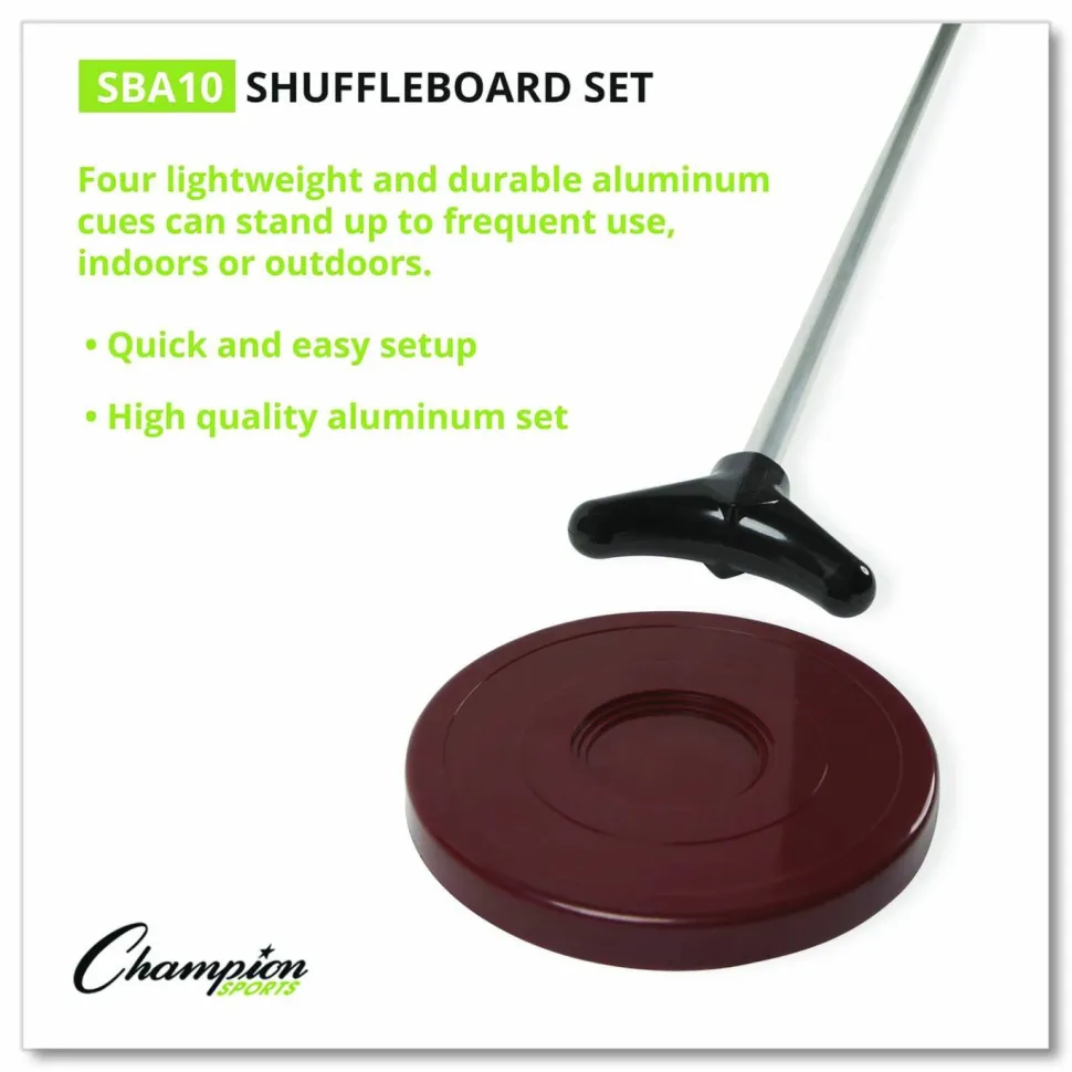 Champion Sports Shuffleboard Set, 4 Cues, 8 Pucks