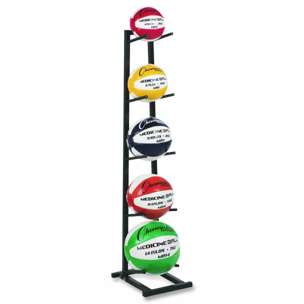 Champion Sports Single Medicine Ball Tree, 11" x 15" x 52", Black