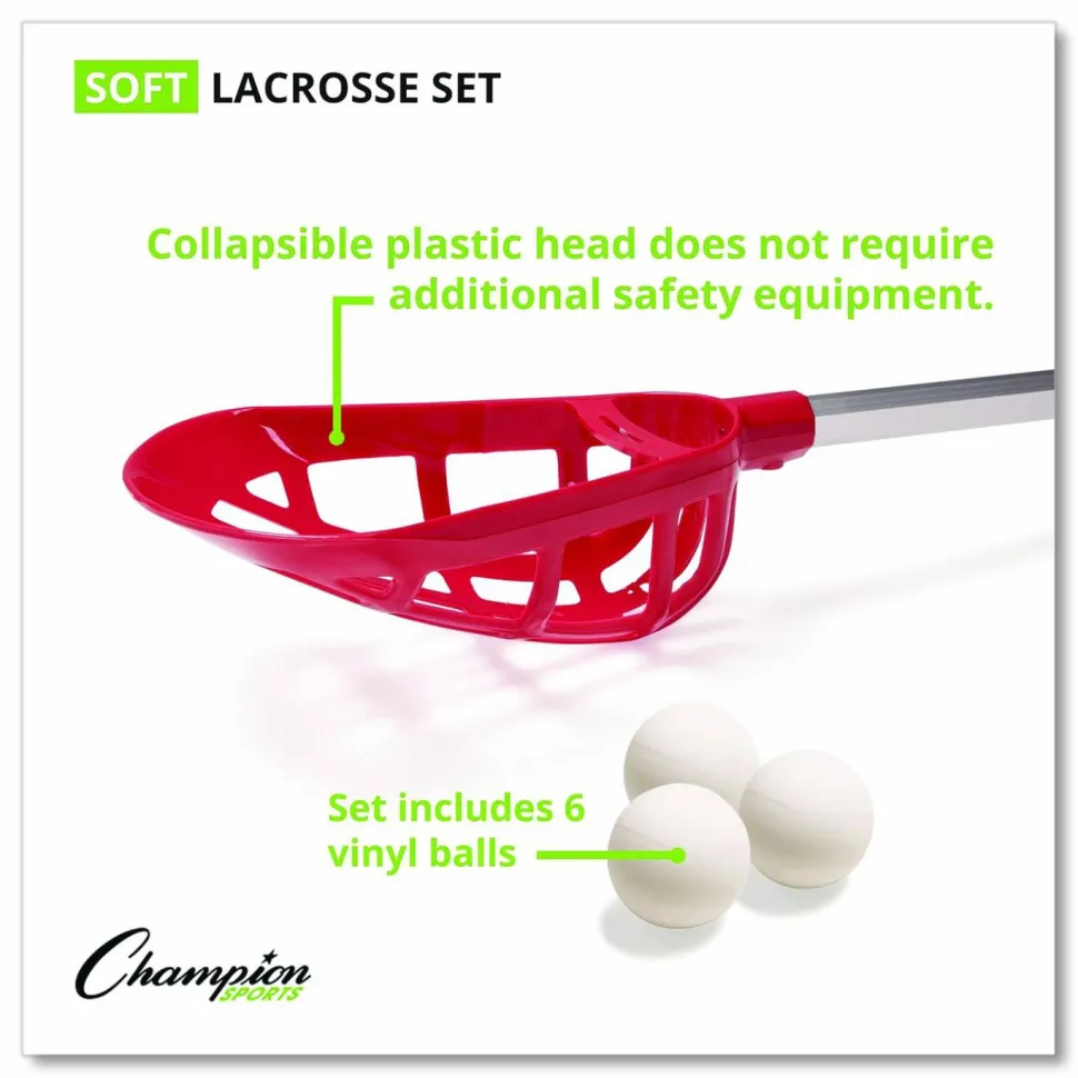 Champion Sports Soft Lacrosse Set, 6 Balls/12 Sticks