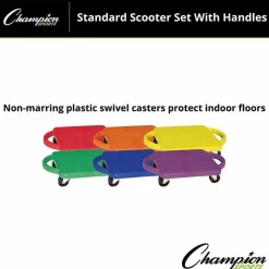 Champion Sports Standard Scooters With Handles, Assorted Colors, Pack Of 6