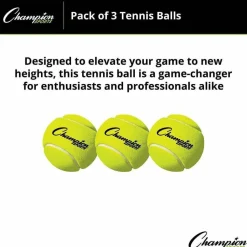 Champion Sports Tennis Balls, 2.5" Diameter, Yellow, 3/Pack