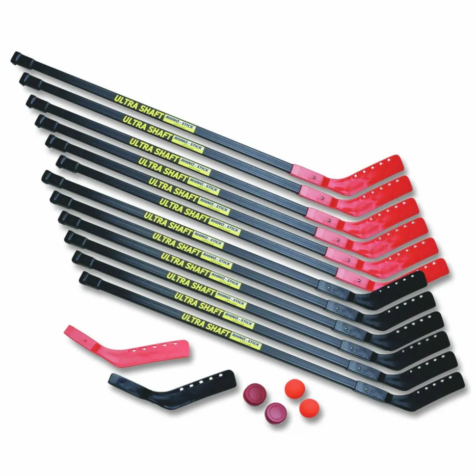 Champion Sports Ultra Shaft Hockey Set, Twelve 47' Hockey Sticks/Two Pucks/Two Balls/Two Extra Blades