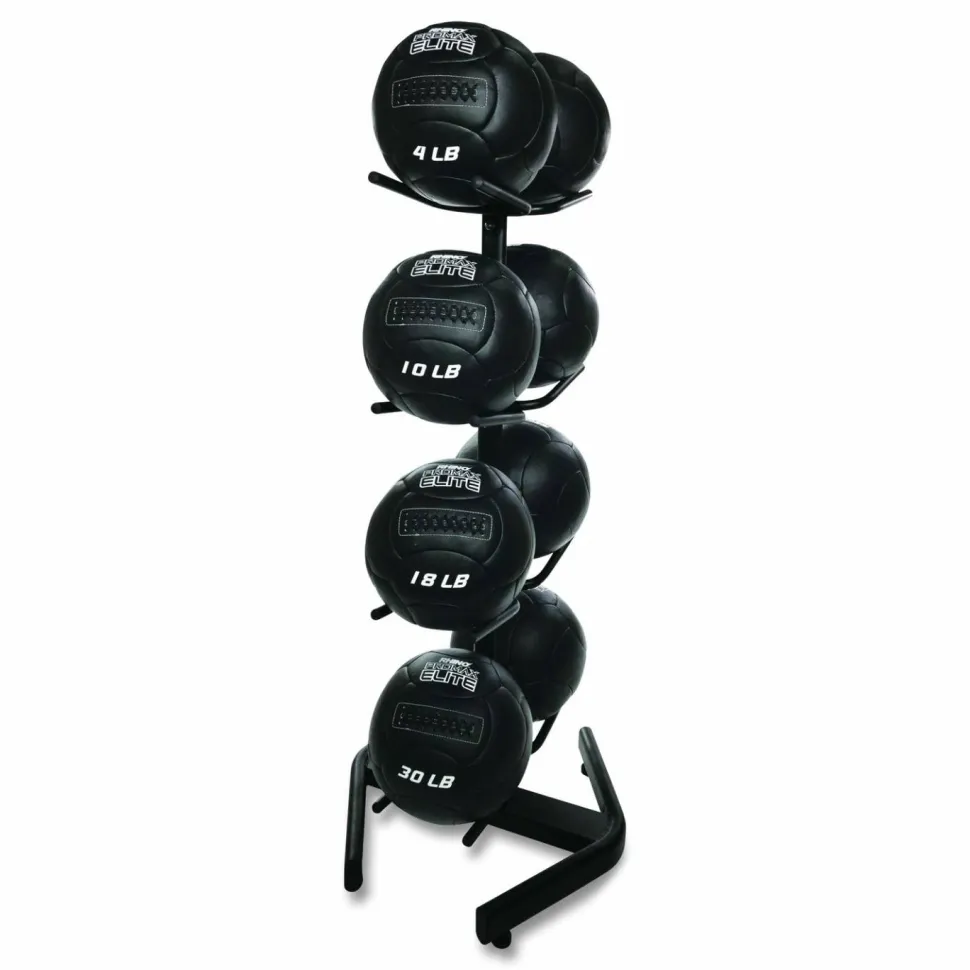 Champion Sports U-Ring Double Medicine Ball Tree, 28" x 28" x 60", Black