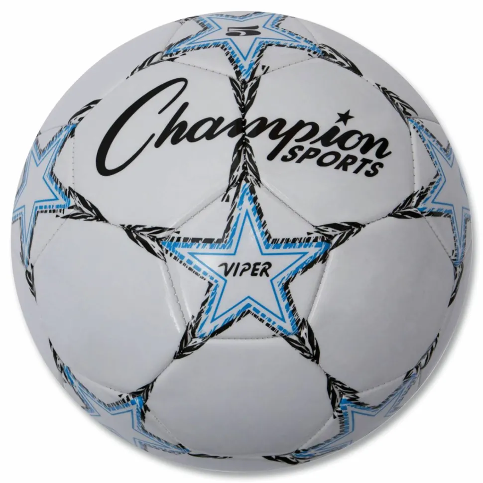 Champion Sports VIPER Soccer Ball, No. 5. Size, 8.5" to 9" Diameter, White