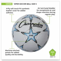 Champion Sports VIPER Soccer Ball, No. 5. Size, 8.5