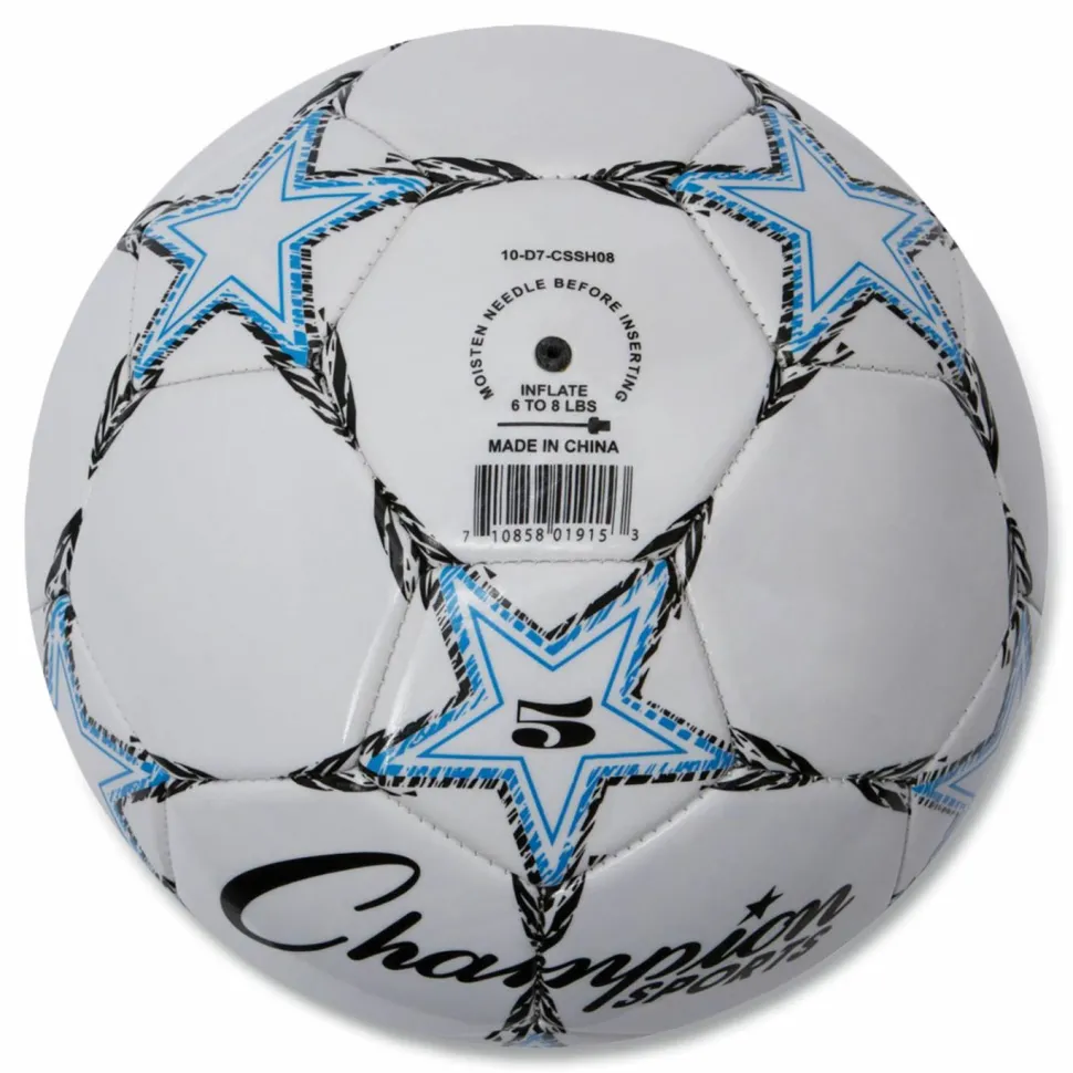 Champion Sports VIPER Soccer Ball, No. 5. Size, 8.5" to 9" Diameter, White