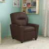Chandler Contemporary Brown LeatherSoft Kids Recliner with Cup Holder