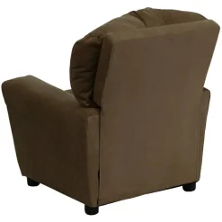Chandler Contemporary Brown Microfiber Kids Recliner with Cup Holder