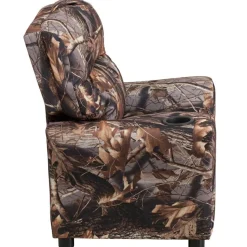 Chandler Contemporary Camouflaged Fabric Kids Recliner with Cup Holder