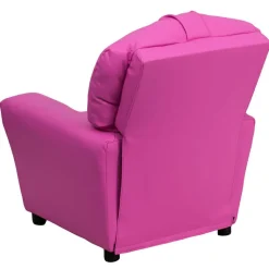 Chandler Contemporary Hot Pink Vinyl Kids Recliner with Cup Holder