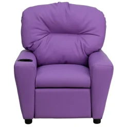 Chandler Contemporary Lavender Vinyl Kids Recliner with Cup Holder