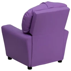 Chandler Contemporary Lavender Vinyl Kids Recliner with Cup Holder