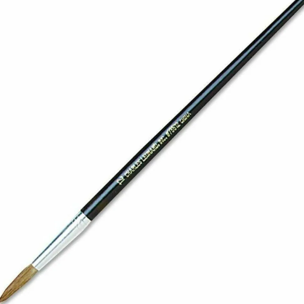 Charles Leonard Artist Brush, Size 12, Camel Hair, Round Profile, 12/Pack