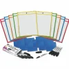 Charles Leonard Dry Erase Pocket Class Pack, Heavy-Duty, Side Load 9 x 12 Insert, Clear Front, Assorted Border Colors, 10/Pack