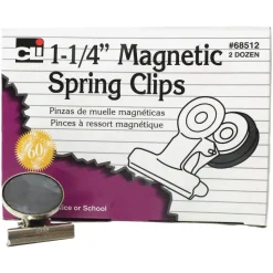 Charles Leonard Magnetic Spring Clips - 1.3" Length - 24 / Box