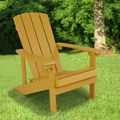 Charlestown Commercial All-Weather Poly Resin Wood Adirondack Chair in Yellow