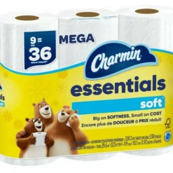 Charmin Essentials Soft Mega 2-Ply Toilet Paper Rolls, 4
