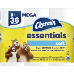 Charmin Essentials Soft Mega 2-Ply Toilet Paper Rolls, 4