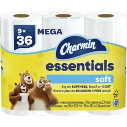 Charmin Essentials Soft Mega 2-Ply Toilet Paper Rolls, 4