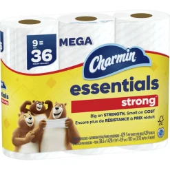 Charmin Essentials Strong Mega 2-Ply Toilet Paper Rolls, 4