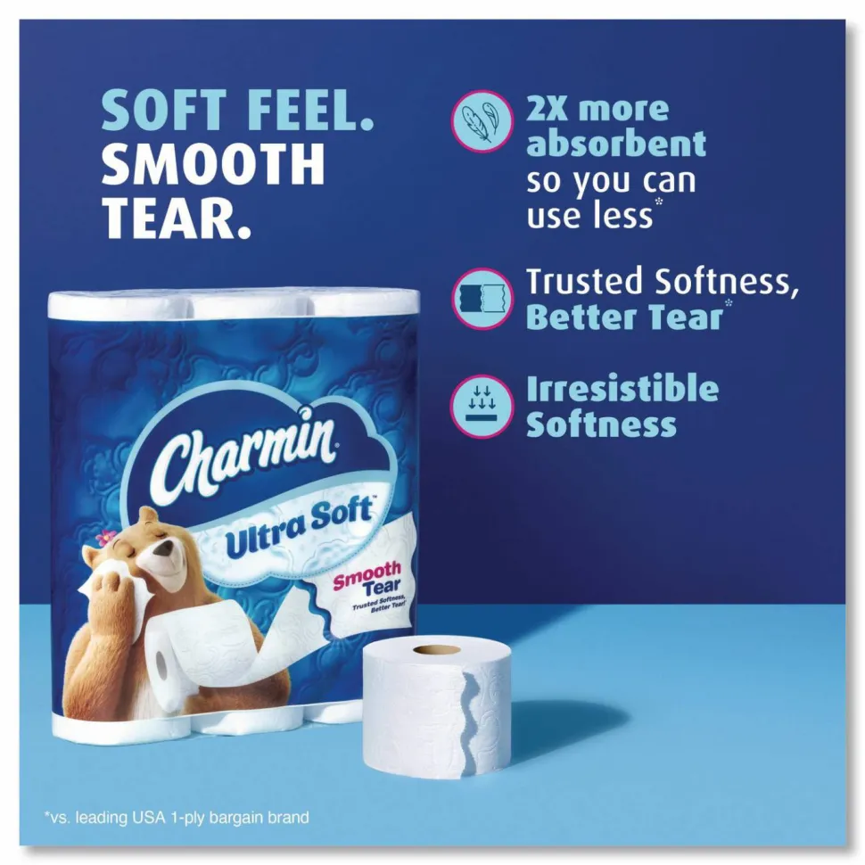 Charmin Ultra Soft Bathroom Tissue, Mega Roll, Septic Safe, 2-Ply, White, 208 Sheets/Roll, 12 Rolls/Pack, 5 Packs/Carton