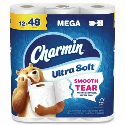 Charmin Ultra Soft Bathroom Tissue, Mega Roll, Septic Safe, 2-Ply, White, 208 Sheets/Roll, 12 Rolls/Pack, 5 Packs/Carton