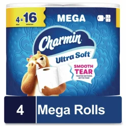 Charmin Ultra Soft Bathroom Tissue, Mega Roll, Septic Safe, 2-Ply, White, 208 Sheets/Roll, 4 Rolls/Pack, 8 Packs/Carton