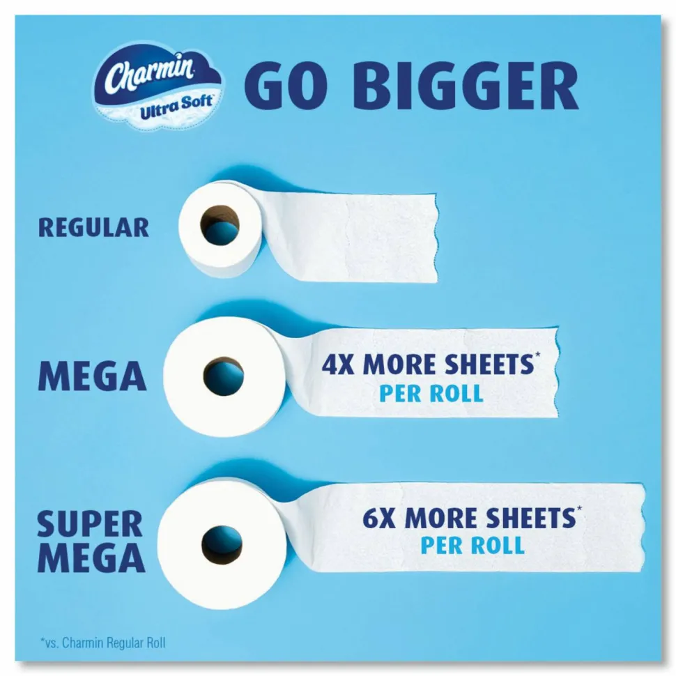 Charmin Ultra Soft Bathroom Tissue, Mega Roll, Septic Safe, 2-Ply, White, 208 Sheets/Roll, 4 Rolls/Pack, 8 Packs/Carton
