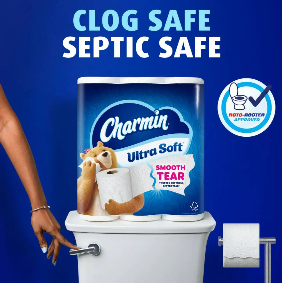 Charmin Ultra Soft 2-Ply Toilet Paper, 4" x 4", 208 Sheets Per Roll, Pack Of 12 Mega Rolls
