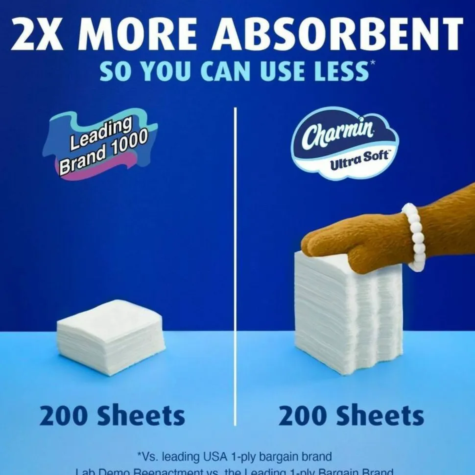 Charmin Ultra Soft 2-Ply Toilet Paper, 4" x 4", 208 Sheets Per Roll, Pack Of 12 Mega Rolls