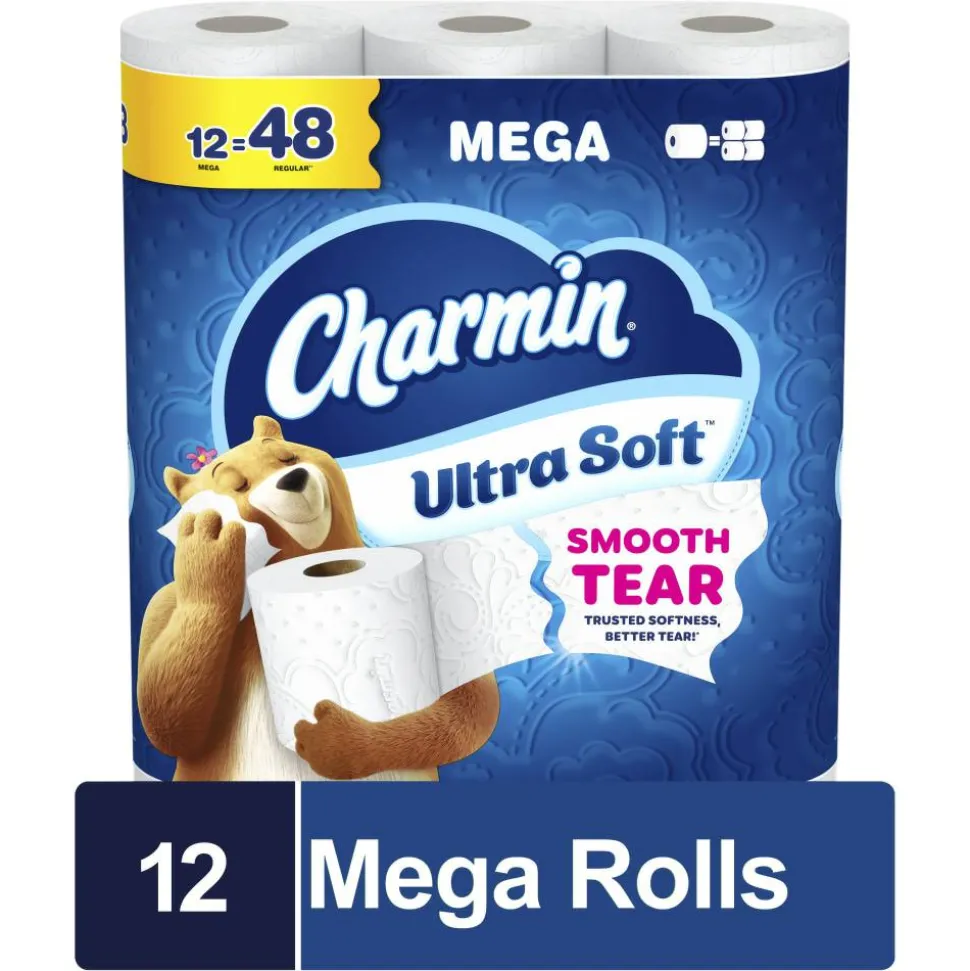 Charmin Ultra Soft 2-Ply Toilet Paper, 4" x 4", 208 Sheets Per Roll, Pack Of 12 Mega Rolls