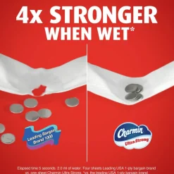 Charmin Ultra Strong Toilet Paper Mega Rolls, 4” x 3-15/16”, White, 220 Sheets Per Roll, Pack Of 16 Mega Rolls