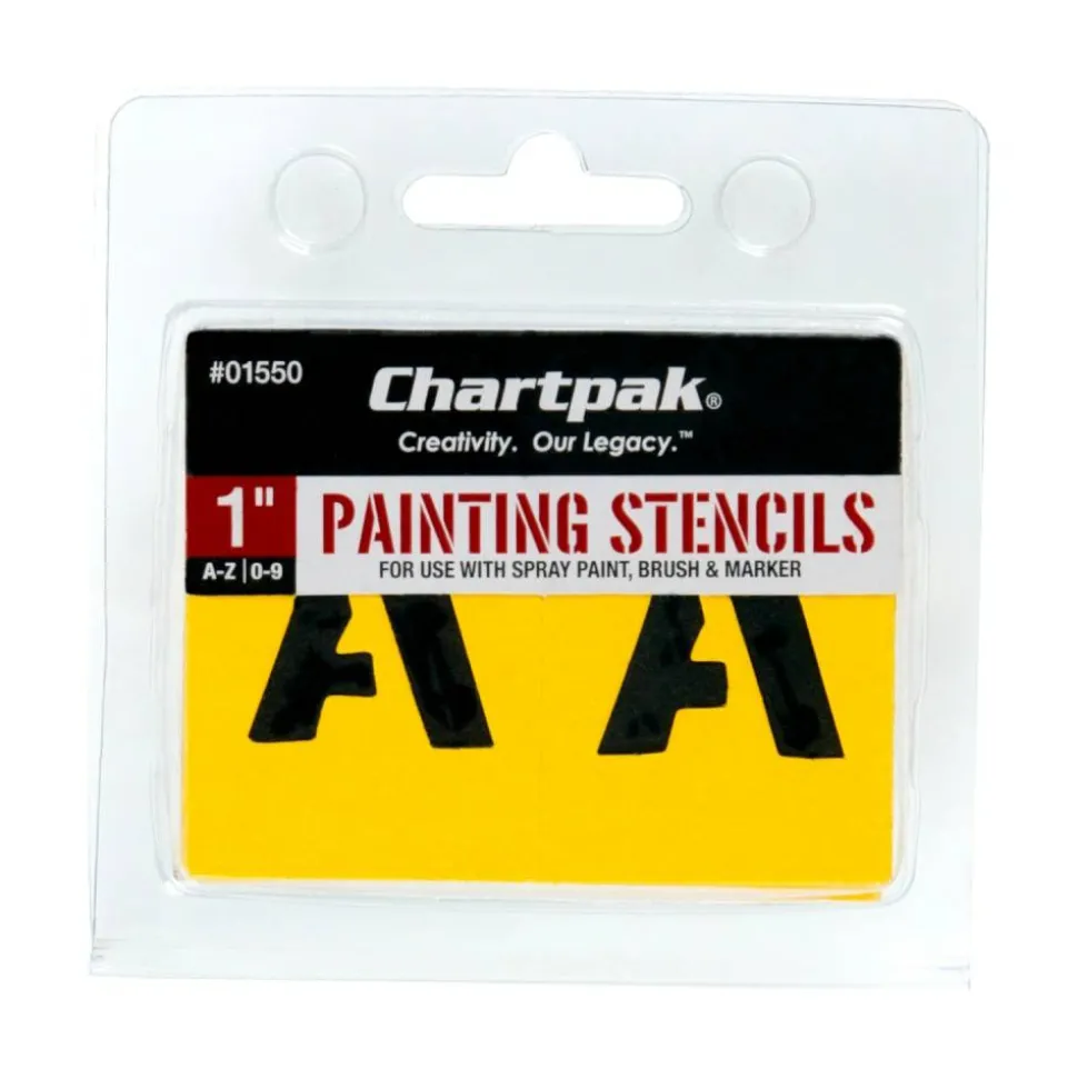 Chartpak Pickett Painting Stencils, Numbers/Letters, 1"