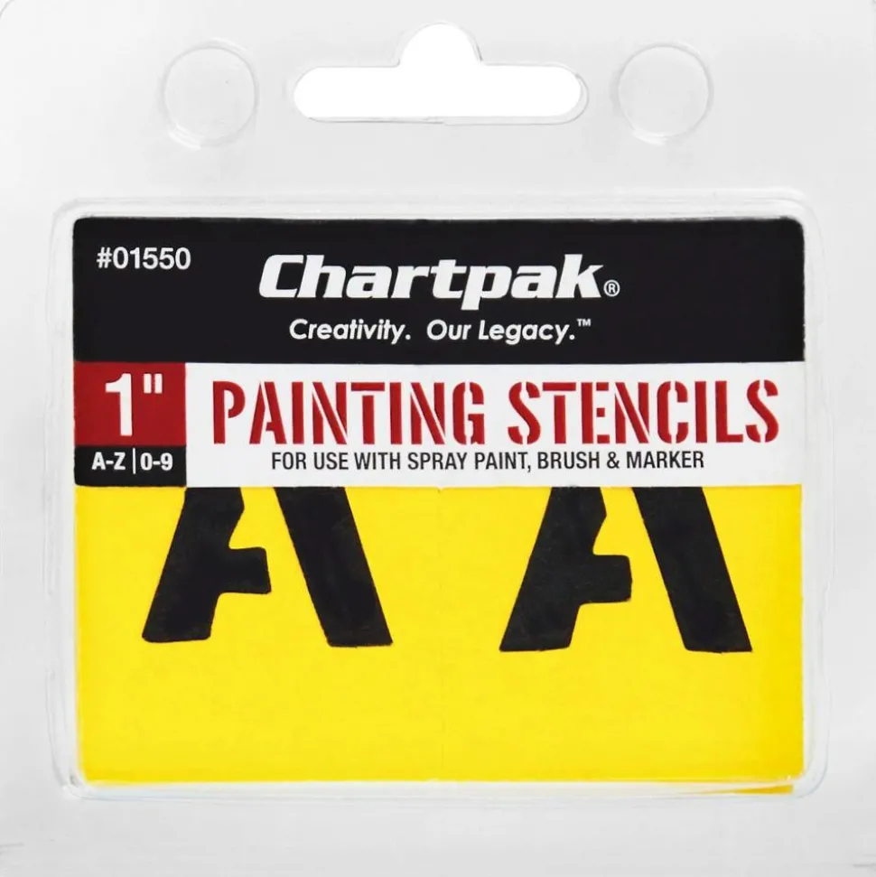 Chartpak Pickett Painting Stencils, Numbers/Letters, 1"