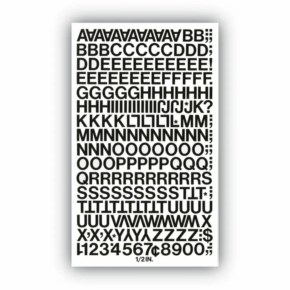 Chartpak Pickett Vinyl Letters and Numbers, 1/2", Black, Pack Of 179