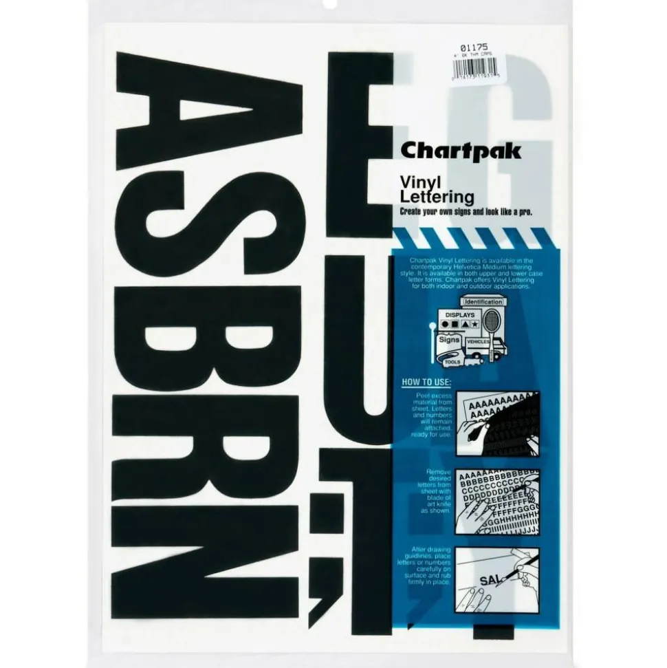 Chartpak Pickett Vinyl Letters, 4", Black