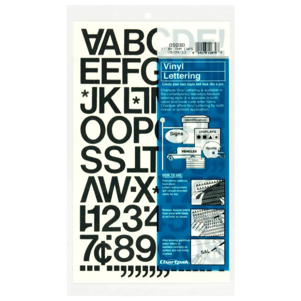 Chartpak Pickett Vinyl Letters And Numbers, 1", Black