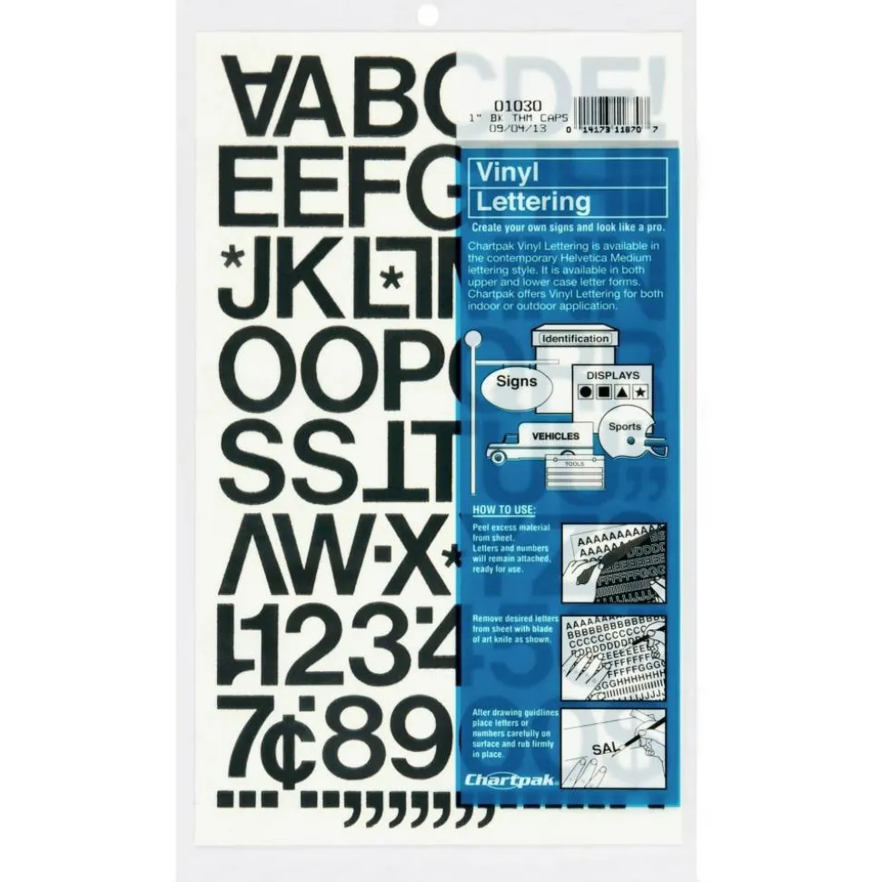 Chartpak Pickett Vinyl Letters And Numbers, 1", Black