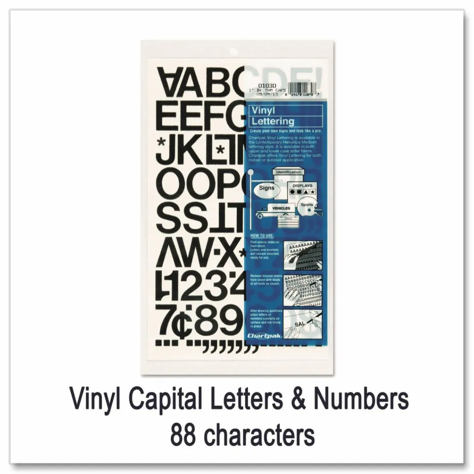 Chartpak Pickett Vinyl Letters And Numbers, 1", Black
