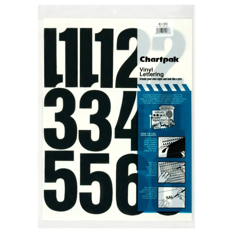 Chartpak Pickett Vinyl Numbers, 4", Black, Pack Of 23