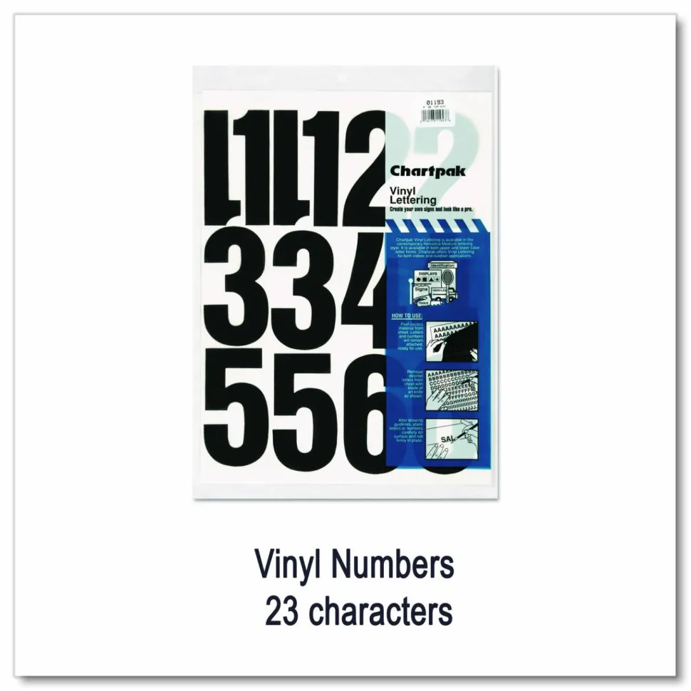 Chartpak Pickett Vinyl Numbers, 4", Black, Pack Of 23