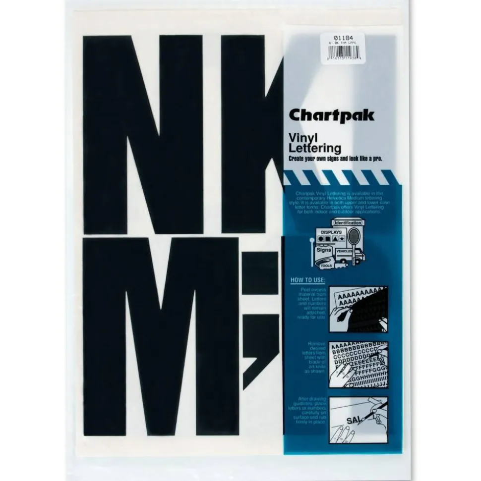 Chartpak Press-On Vinyl Letters And Numbers, 6", Black, Pack Of 38