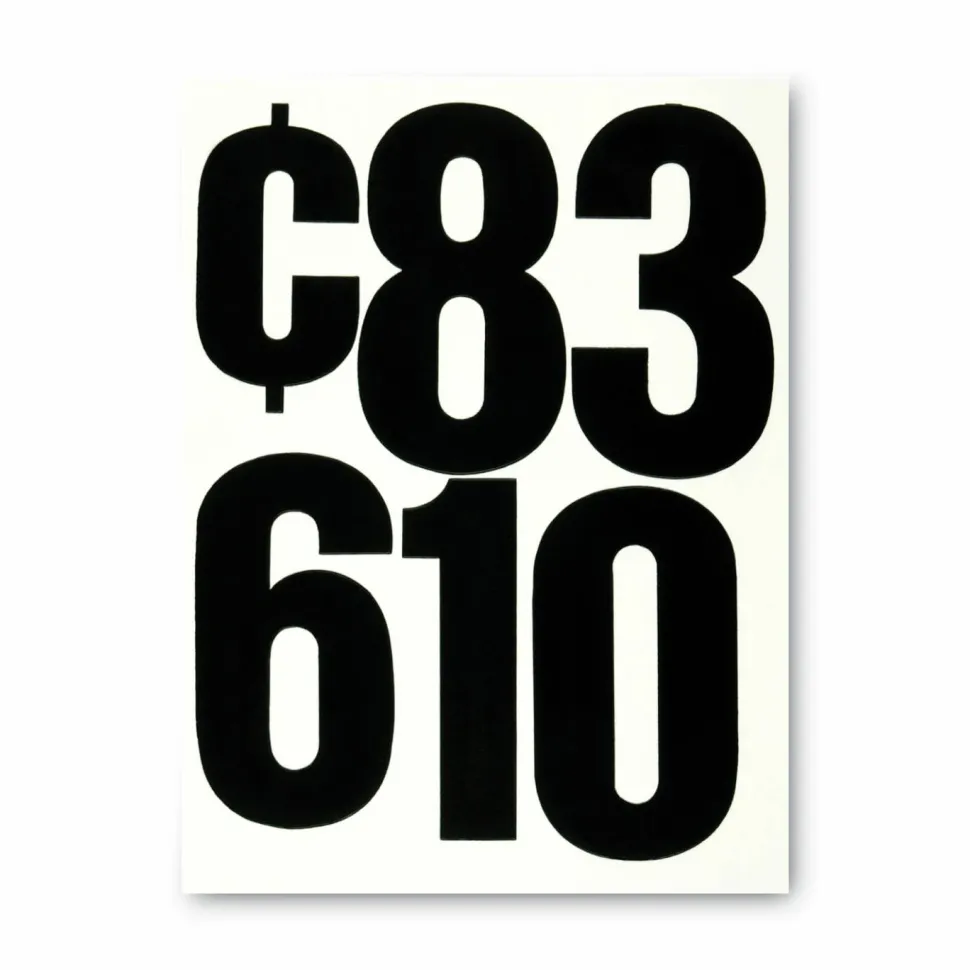 Chartpak Press-On Vinyl Self-Adhesive Numbers, 6" Tall, Black Characters, 21/Pack