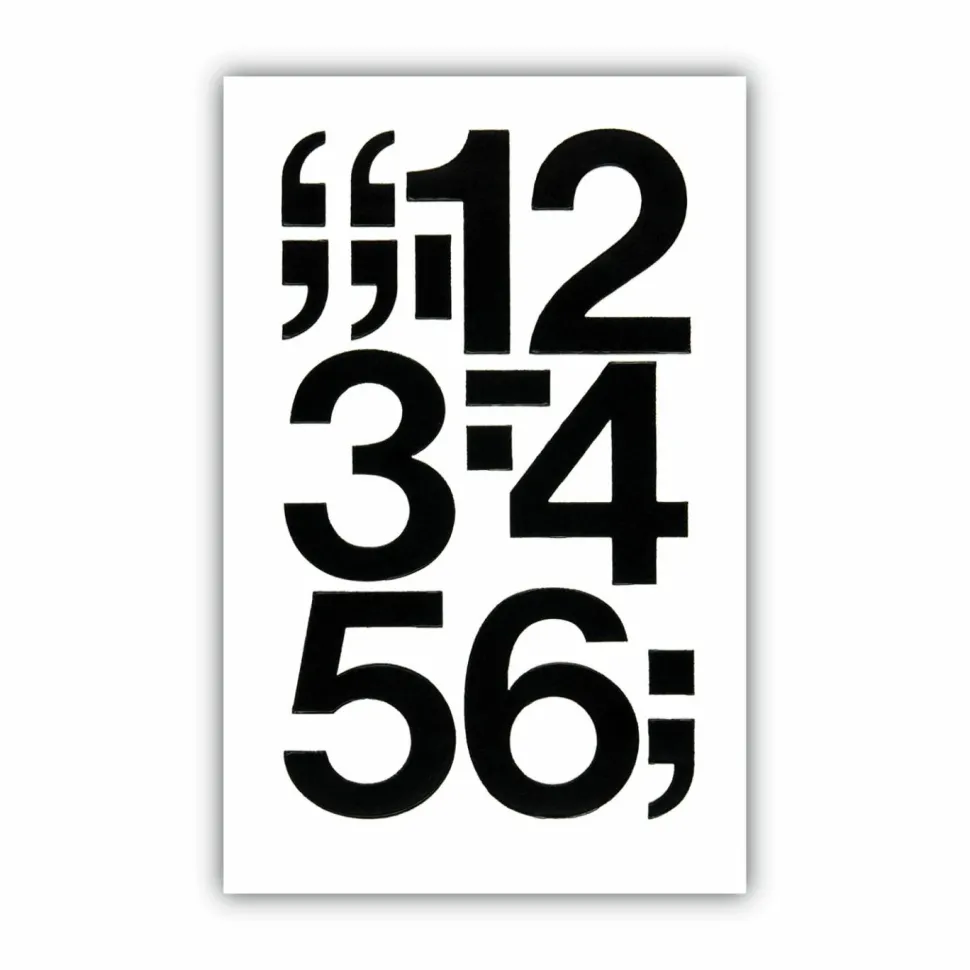 Chartpak Press-On Vinyl Self-Adhesive Numbers, 3" Tall, Black Characters, 10/Pack