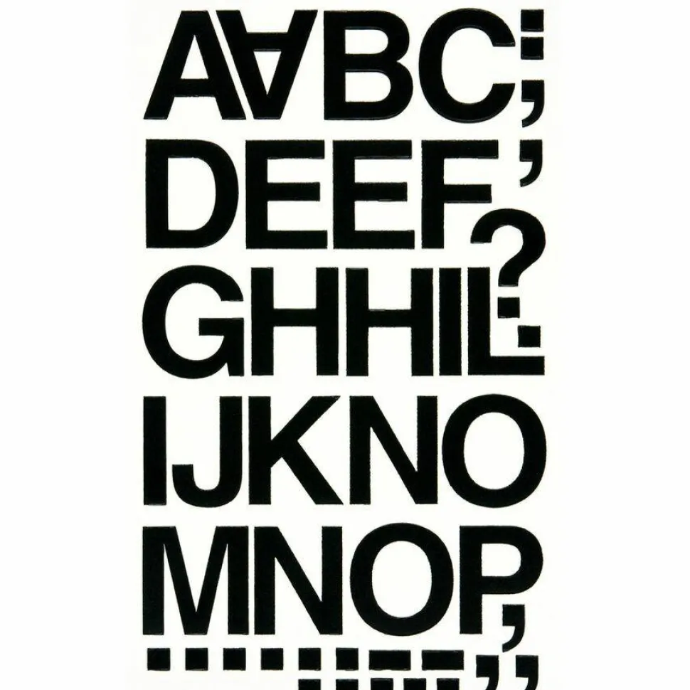 Chartpak Vinyl Helvetica Style Letters/Numbers - 10, 35 (Numbers, Capital Letter, Symbols) Shape - Self-adhesive - 1.50" - Black - Vinyl - 1 / Pack