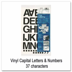 Chartpak Vinyl Helvetica Style Letters/Numbers - 10, 35 (Numbers, Capital Letter, Symbols) Shape - Self-adhesive - 1.50