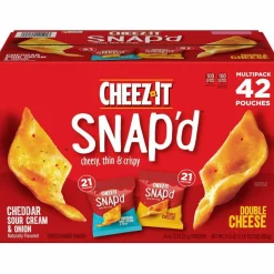 Cheez-It Snap'd Crackers Variety Pack, Cheddar Sour Cream and Onion; Double Cheese, 0.75 oz Bag, 42/Carton